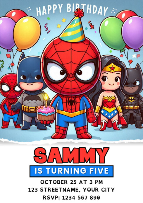 Plantilla de Spiderman birthday for kids | PosterMyWall