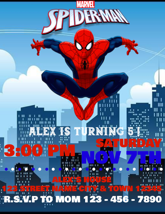 SPIDERMAN BIRTHDAY INVTIATION Iflaya (Incwadi ye-US) template