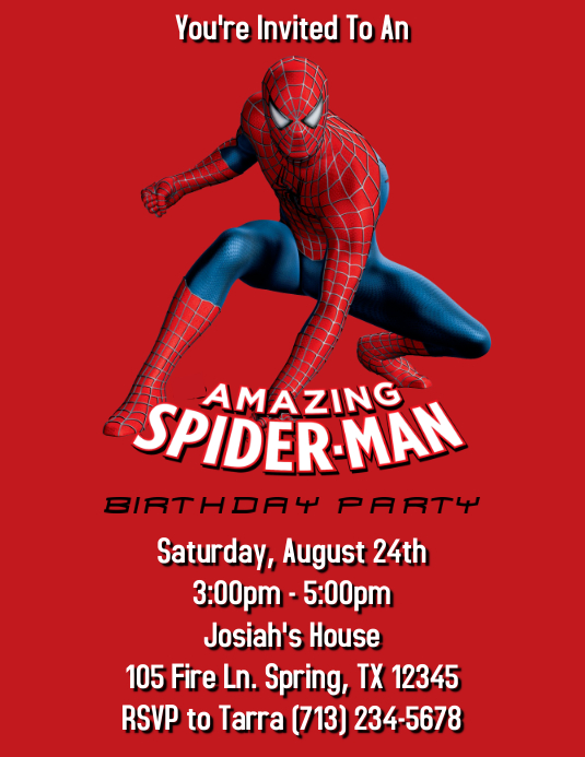 Spiderman Birthday Party Invitation Template Postermywall