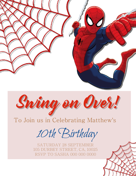 Spiderman Birthday Party Invitation Template Postermywall
