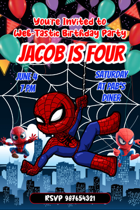 Spiderman Birthday Template | PosterMyWall