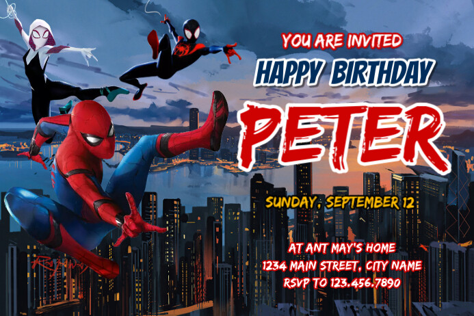 Spiderman Birthday Template PosterMyWall
