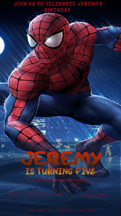 Spiderman Children's Birthday Ekran reklamowy (9:16) template