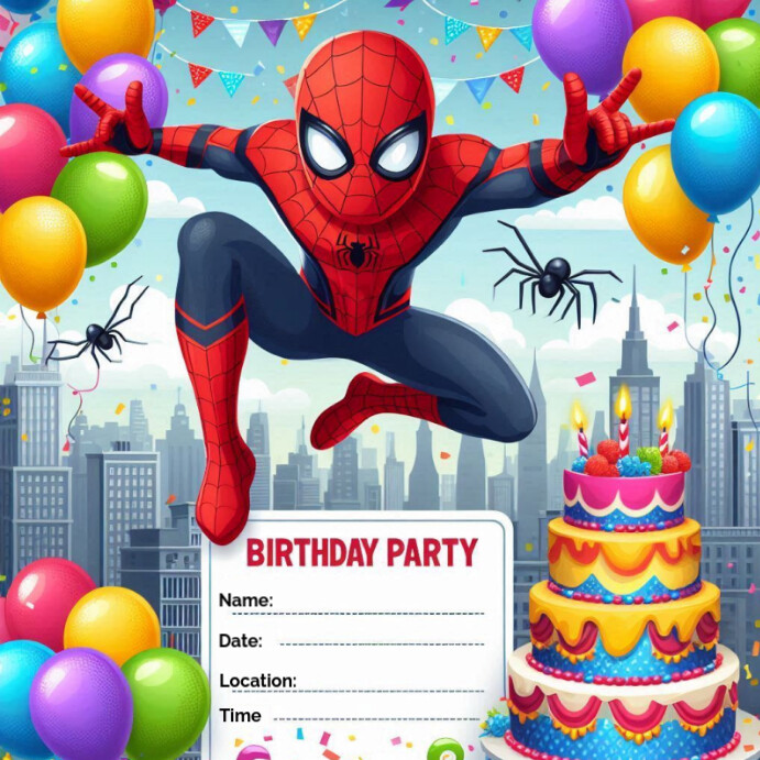 Spiderman Layout Spiderman kids birthday Template | PosterMyWall