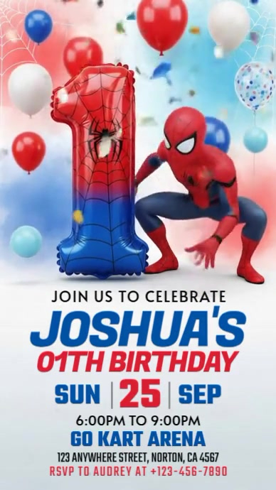 Spiderman Kids Birthday Template | PosterMyWall