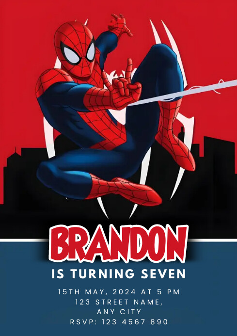 Spiderman Kids Birthday Template | PosterMyWall