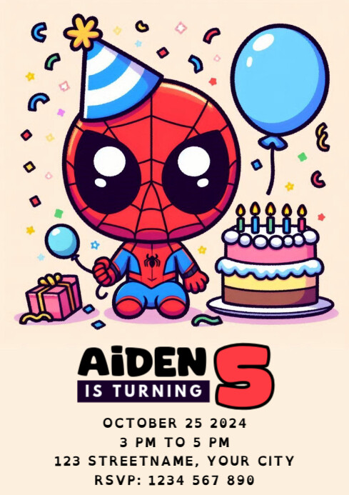 Spiderman Kids Birthday Template | PosterMyWall