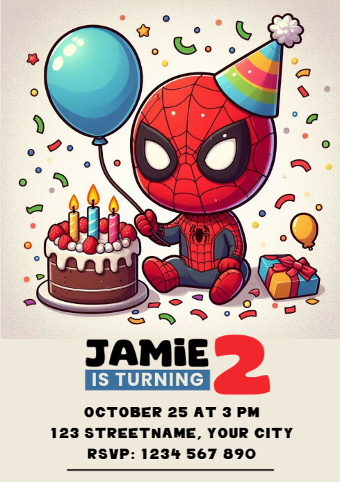 Spiderman kids birthday Invitation Template | PosterMyWall