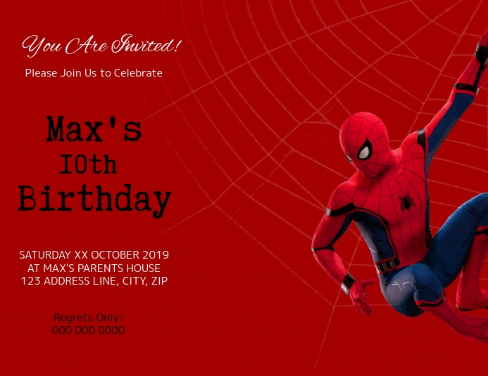 Spiderman Kids Birthday Invitation Template Postermywall