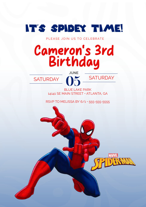 Spiderman Kids Birthday Invite Template | PosterMyWall