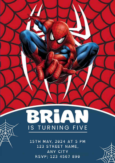 Spiderman Kids Birthday Party Template | PosterMyWall