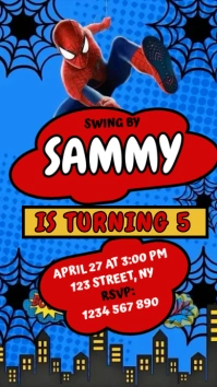 Spiderman Kids Birthday Template Digital Display (9:16)