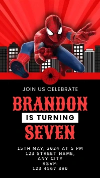 Spiderman Kids Birthday template Digital Display (9:16)