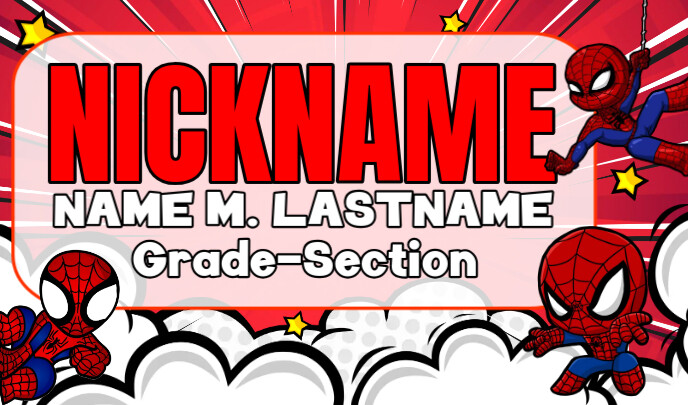 spiderman-nametag-template-postermywall for Free Customized Name Tags Printable SpiderMan Nametag Template | PosterMyWall for Free Customized Name Tags Printable
