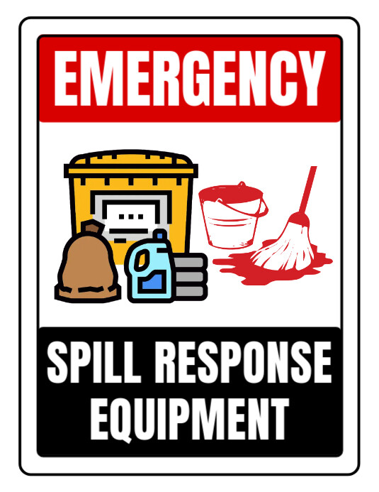 Accuform 3D Projection Sign - Spill Response Arrow Down, 6"x5" Panels, High-Impact Plastic, Green/White