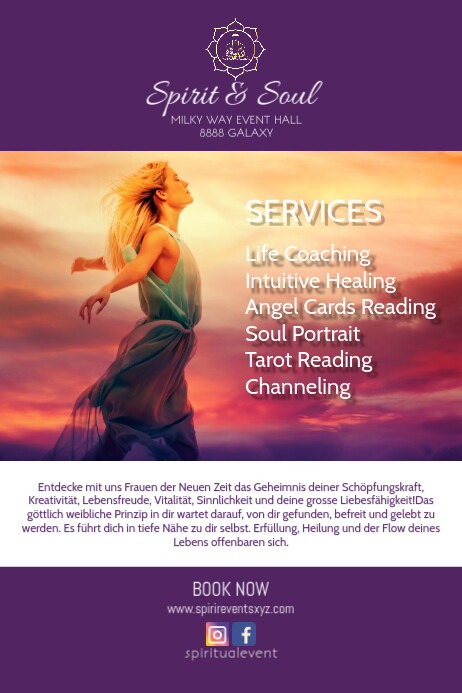 Spirit & Soul Event Seminar Retreat Healing Poster template