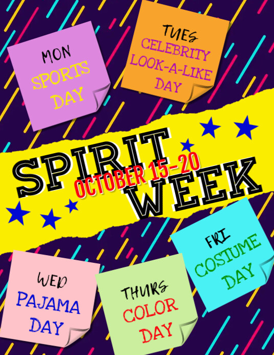 Spirit Week Template Spirit Week Template