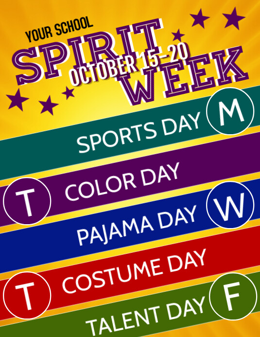 Spirit Week Template Spirit Week Template