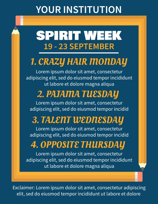 Spirit Week Template | PosterMyWall