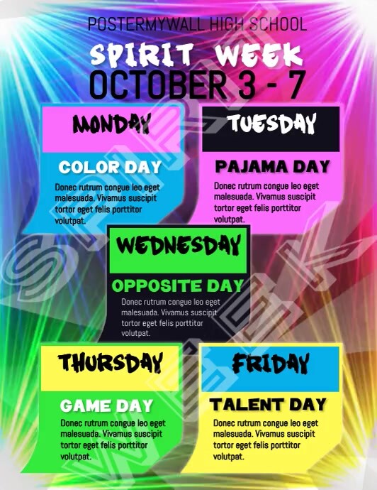 School Spirit Week Posters School Spirit Week Posters