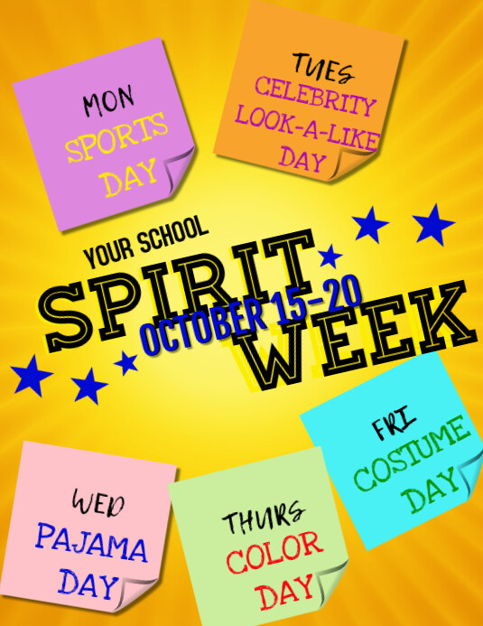 Spirit Week Template PosterMyWall