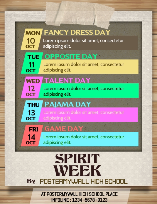 spirit week Flyer (format US Letter) template