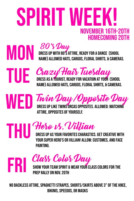 Spirit Week Iphosta template