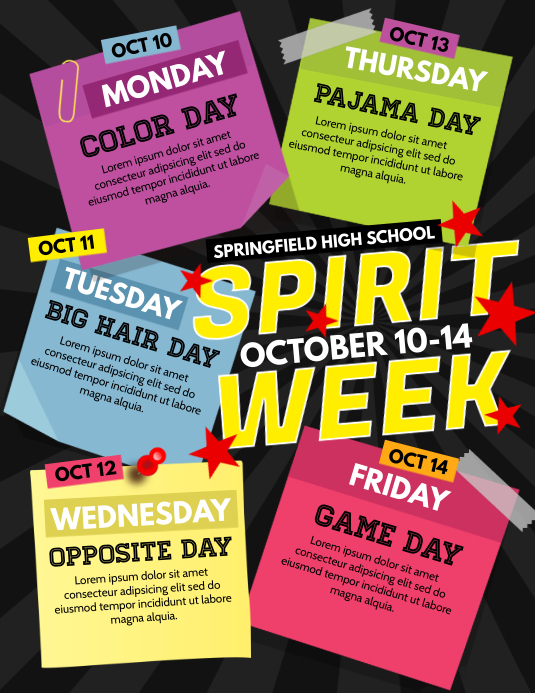 Spirit Week Design Spirit Week Poster – Free Editable Spirit Week Poster Templates – KMFP