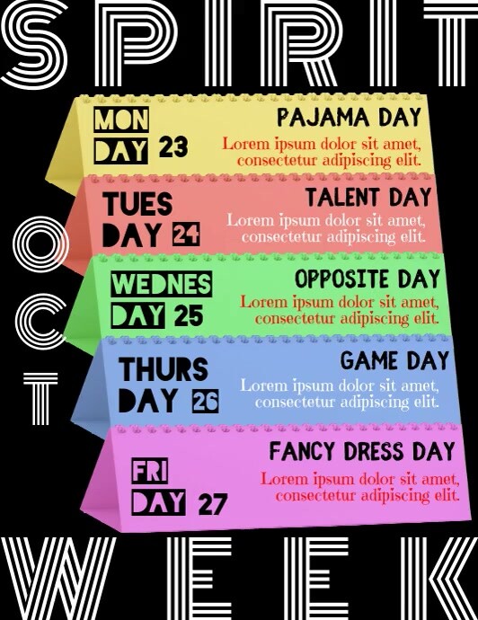 SPIRIT WEEK Template | PosterMyWall