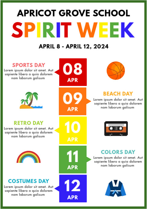 Spirit Week Graphi Spirit Week Template | PosterMyWall