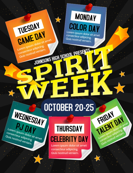 Spirit Week Рекламная листовка (US Letter) template