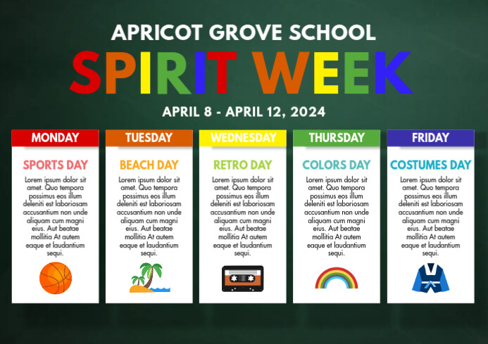Spirit Week Design Spirit Week Template | PosterMyWall