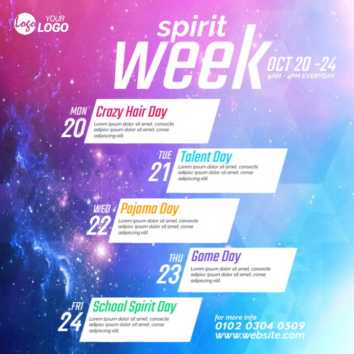 Spirit Week Design Spirit Week Event Template | PosterMyWall