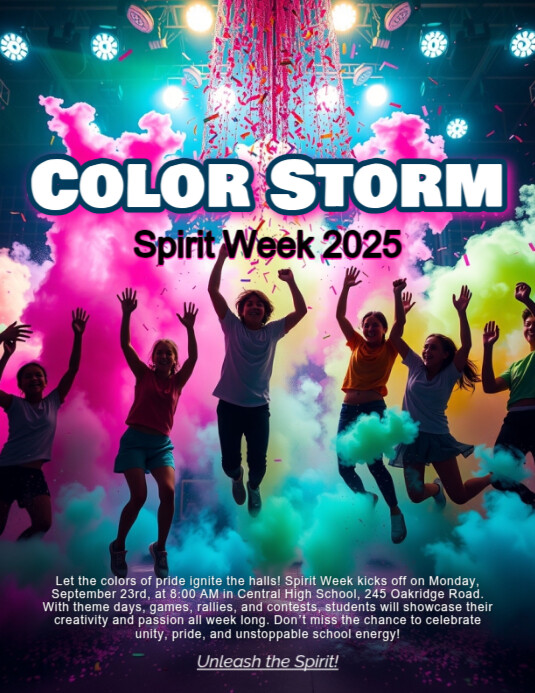 Color Spirit Week Spirit Week Flyer β Color Storm Template | PosterMyWall