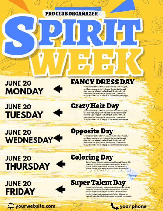 Spirit Week Flyer Template PosterMyWall Spirit Week Flyer Template PosterMyWall