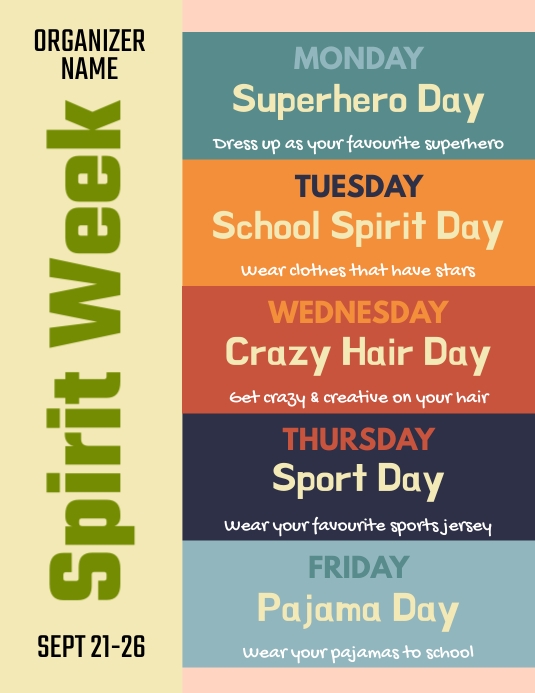 School Spirit Week Posters