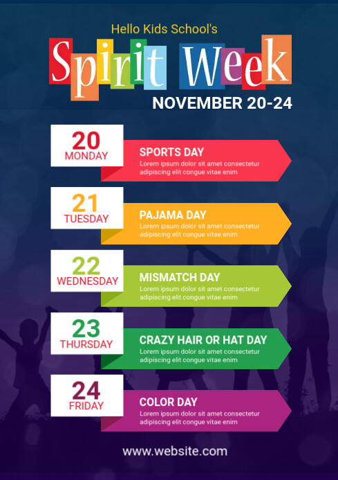 Spirit Week Graphi Spirit Week Flyer Template | PosterMyWall