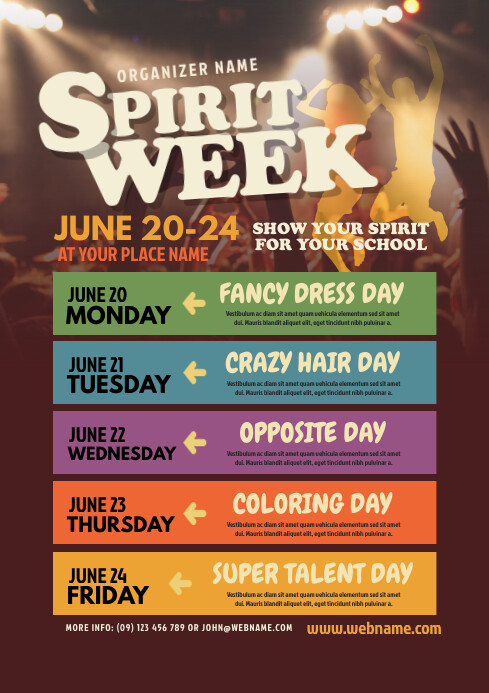 Free Spirit Week Flyer Template Free Templates Printable Free Spirit Week Flyer Template Free Templates Printable