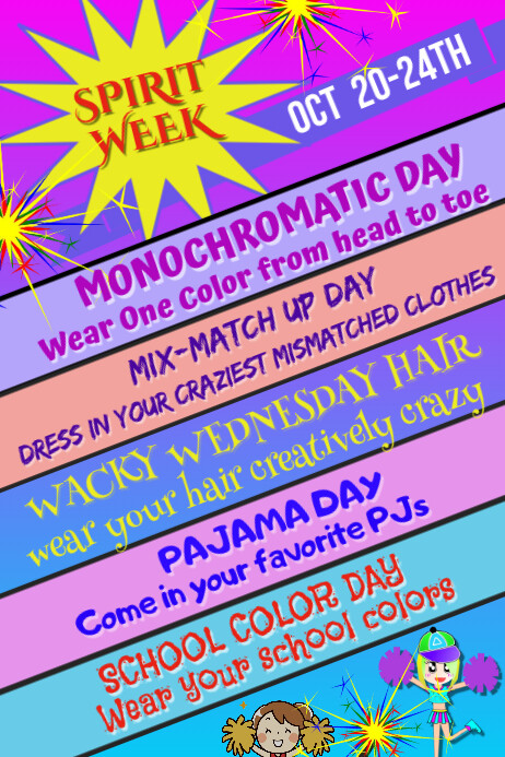 Spirit Week Poster Template PosterMyWall spirit-week-poster-template-postermywall
