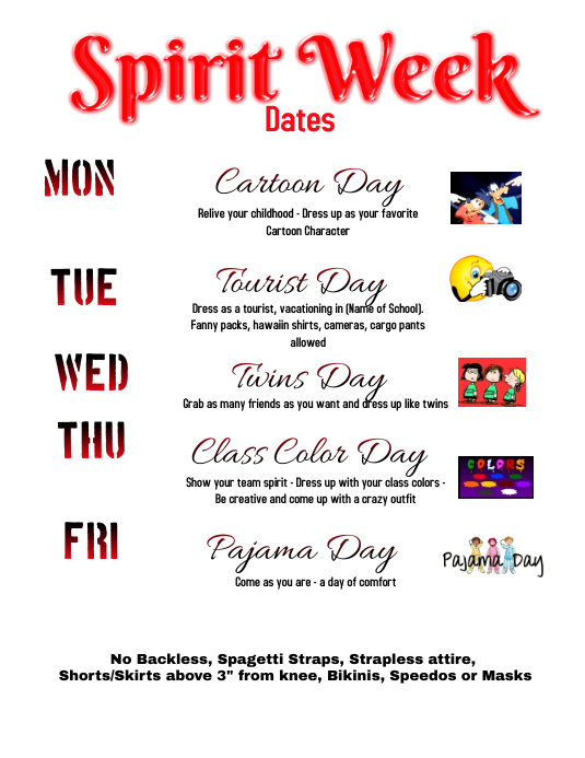 Spirit Week Folheto (US Letter) template