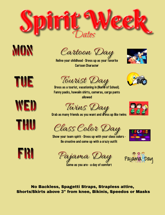 Spirit Week Flyer Template PosterMyWall Spirit Week Flyer Template PosterMyWall