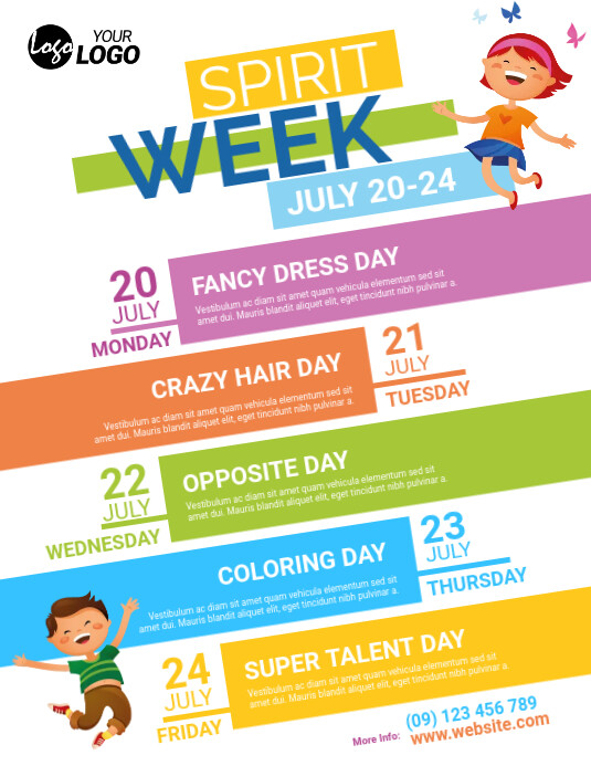 Spirit Week Flyer Template Løbeseddel (US Letter)