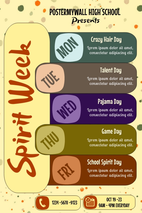 Graduation Spirit Week Spirit Week poster Template | PosterMyWall