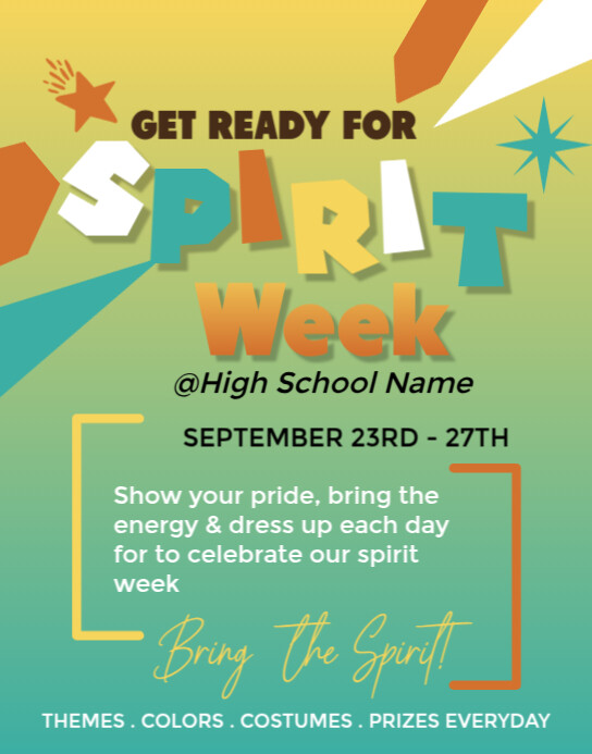 Spirit Week Design Spirit Week Poster Template | PosterMyWall