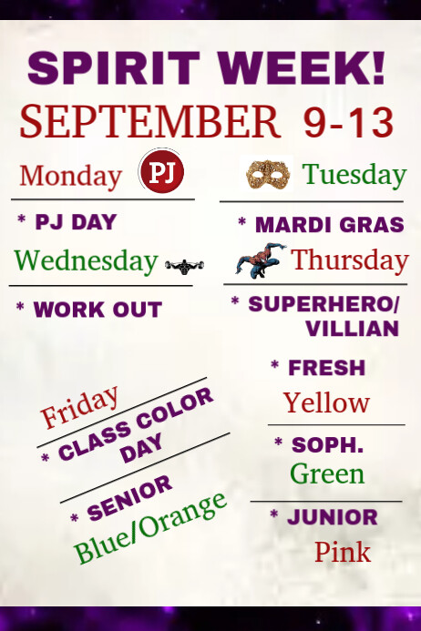 Spirit Week Template | PosterMyWall