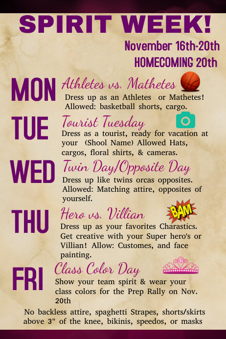 Spirit Week Graphi Spirit Week Template | PosterMyWall