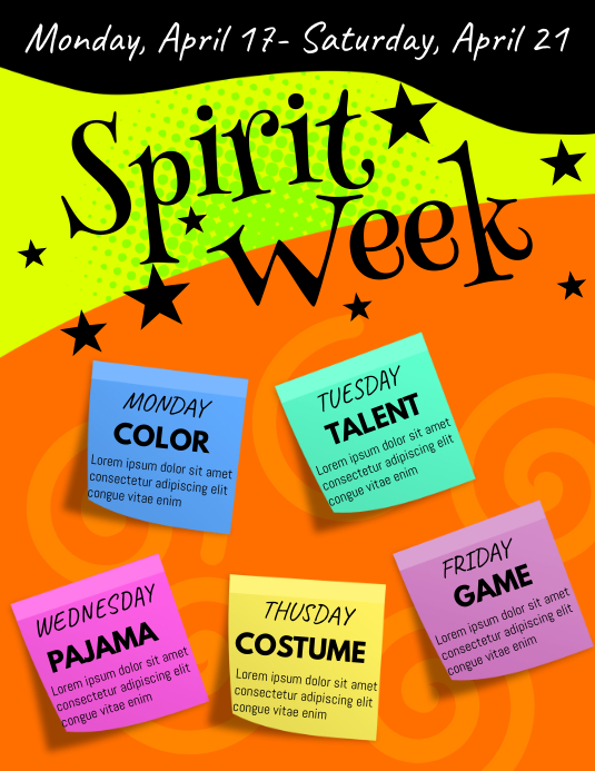 Spirit Week Flyer Volantino (US Letter) template