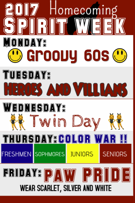 Spirit Week Template PosterMyWall spirit-week-template-postermywall