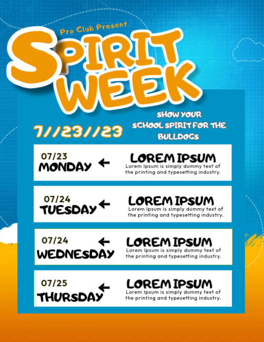Copy of Spirit Week Schedule | PosterMyWall