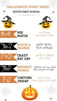 Spirit week schedule template História do Instagram